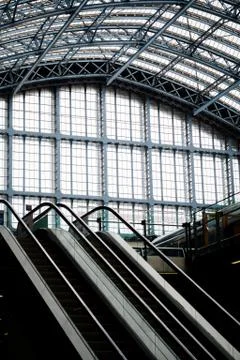 Train station escalators Stock Photos