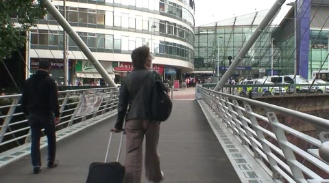Train Station Footbridge Stock Footage 1063006