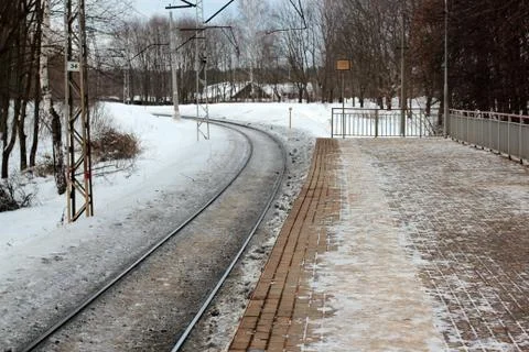 Train station in the forest in winter Stock Photos