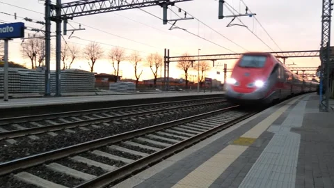 Train Station, Frecciarossa, Lonato - Garda Lake, Italy - 4k,30fps Stock Footage 147749082
