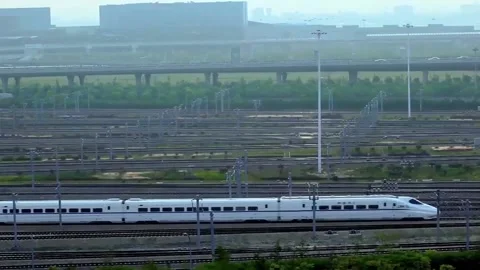 Train station high speed train Stock Footage 234495438