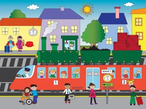 Train station Stock Illustration