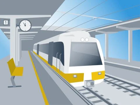 Train at the station Stock Illustration