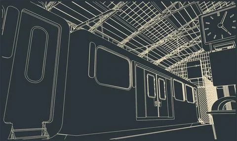 Train station illustration Illustrazione stock