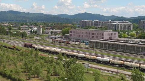 Train station industrial zone Stock-Footage 129378922