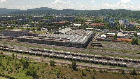 Train station industrial zone Stock-Footage 129384954
