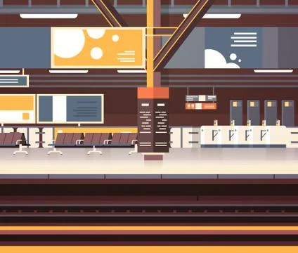 Train Station Interior Background Empty Platform Subway Or Railway With No Stock Illustration