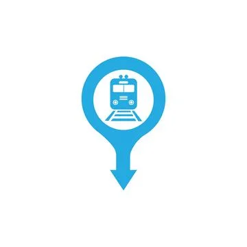 Train station map pin icon. Train station map point symbol. Flat design. St.. Stock-Illustration