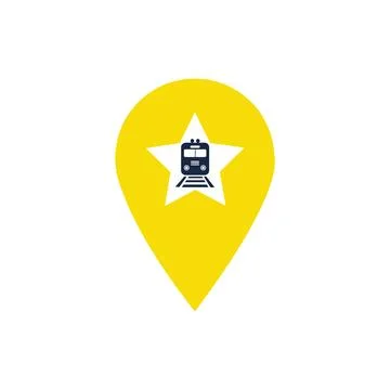 Train station map pin icon. Train station map point symbol. Flat design. St.. Stock Illustration