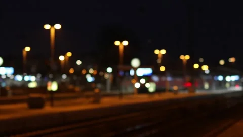 A train station night bokeh background 4k 25fps video 動画素材 328827460