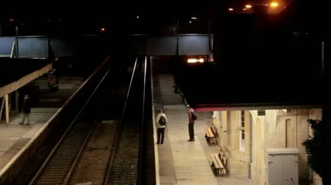 Train station at night Stock Footage 20440290