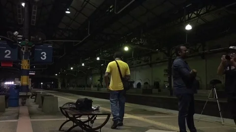 Train Station at night Stock Footage 87694222