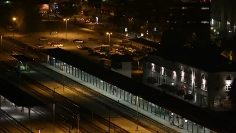 Train station at night Stock Footage 87707790
