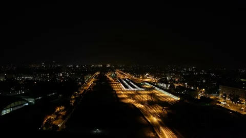 Train station at night Stock Footage 87707794