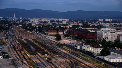 Train station at night Stock Footage 87708608