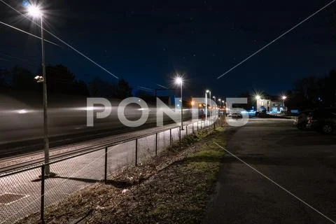 Train station at night Stock Photos
