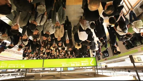 Train station overhead - masses Stock Footage 986104