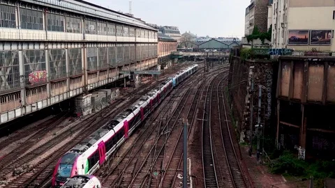 Train Station Paris full HD departing train Stock Footage 108097890