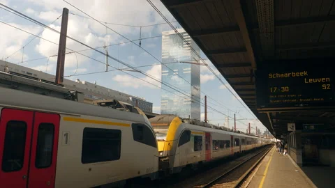 Train station platform. Brussels, Belgium. Stock Footage 219251475