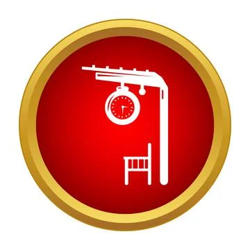 Train station platform with clock and bench icon Stock Illustration