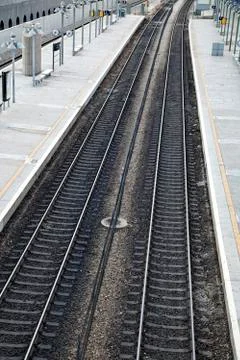 Train station platform Stock Photos