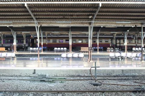 Train station platform Stock Photos