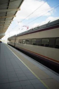 Train in station platform Stock Photos