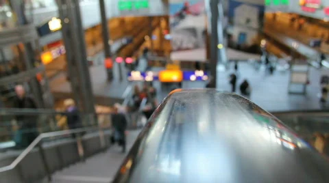 Train station platform view from escalator Stock Footage 741282