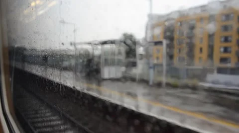 Train station in rainy day Stock Footage 45891950