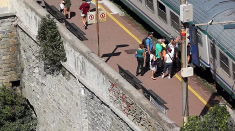 Train Station in Riomaggiore (1 of 5) Stock Footage 32136507
