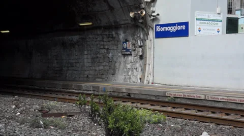 Train Station in Riomaggiore (3 of 5) Stock Footage 32136521