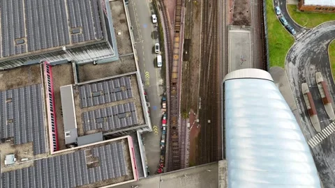Train Station with Solar Rooftops in Esch-sur-Alzette, Luxembourg 02.11.2025 Stock Footage 304807043