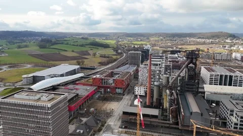 Train Station with Solar Rooftops. Esch-sur-Alzette, Luxembourg 02.11.2025 Stock Footage 304808262