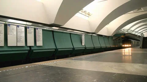 Train on station in subway Stock Footage 22857449