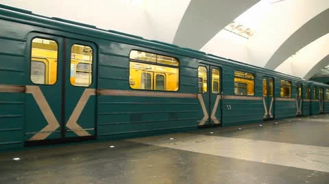 Train on station in subway Stock Footage 22857513