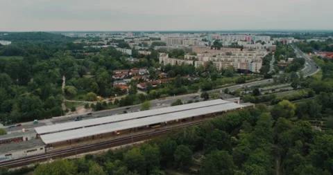 Train station Summer Green Suburb Stock Footage 159094352