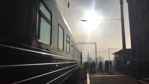 Train station in sunny cloudy day Stock Footage 120169332