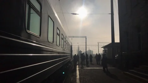 Train station in sunny cloudy day Stock Footage 120169339