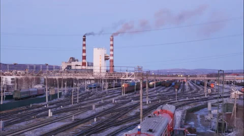 Train station at sunset timelapse Stock Footage 61765134