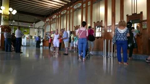 Train Station Ticket Counter Time Lapse Stock Footage 55012648