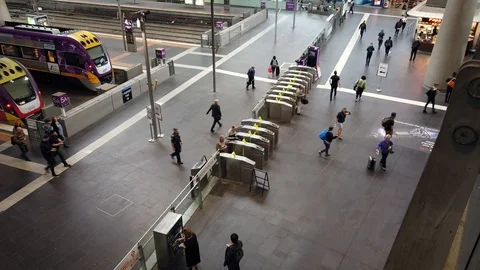 Train Station Ticket Gate Stock Footage 106763178