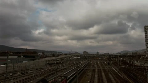 Train Station Timelapse Stock Footage