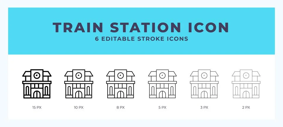 Train station vector icon. With different stroke vector illustration. Stock Illustration