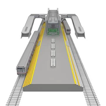 Train station view above 3d rendering Stock-Illustration