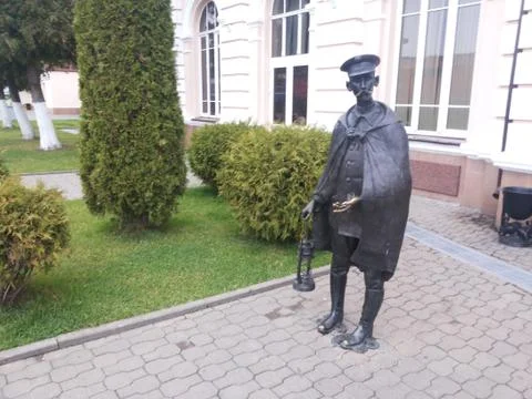 Train station worker monument Stock Photos
