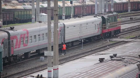 Train Station. Workers prepare compositions for administration Stock Footage 64929996