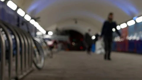 Train Station's Pedestrian Tunnel in the evening (Blurred / Soft Focus) Video stock 84670841
