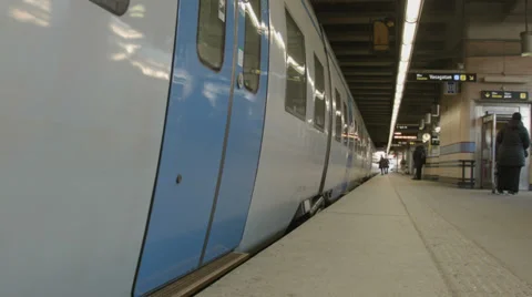 Train in Stockholm subway Stock Footage 33786265