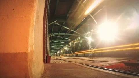 Train Stop at Bridge Stock Footage 66730351