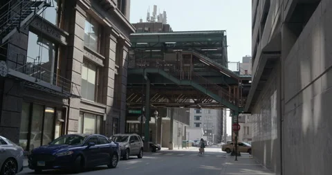 Train stop Chicago loop Stock Footage 239098495